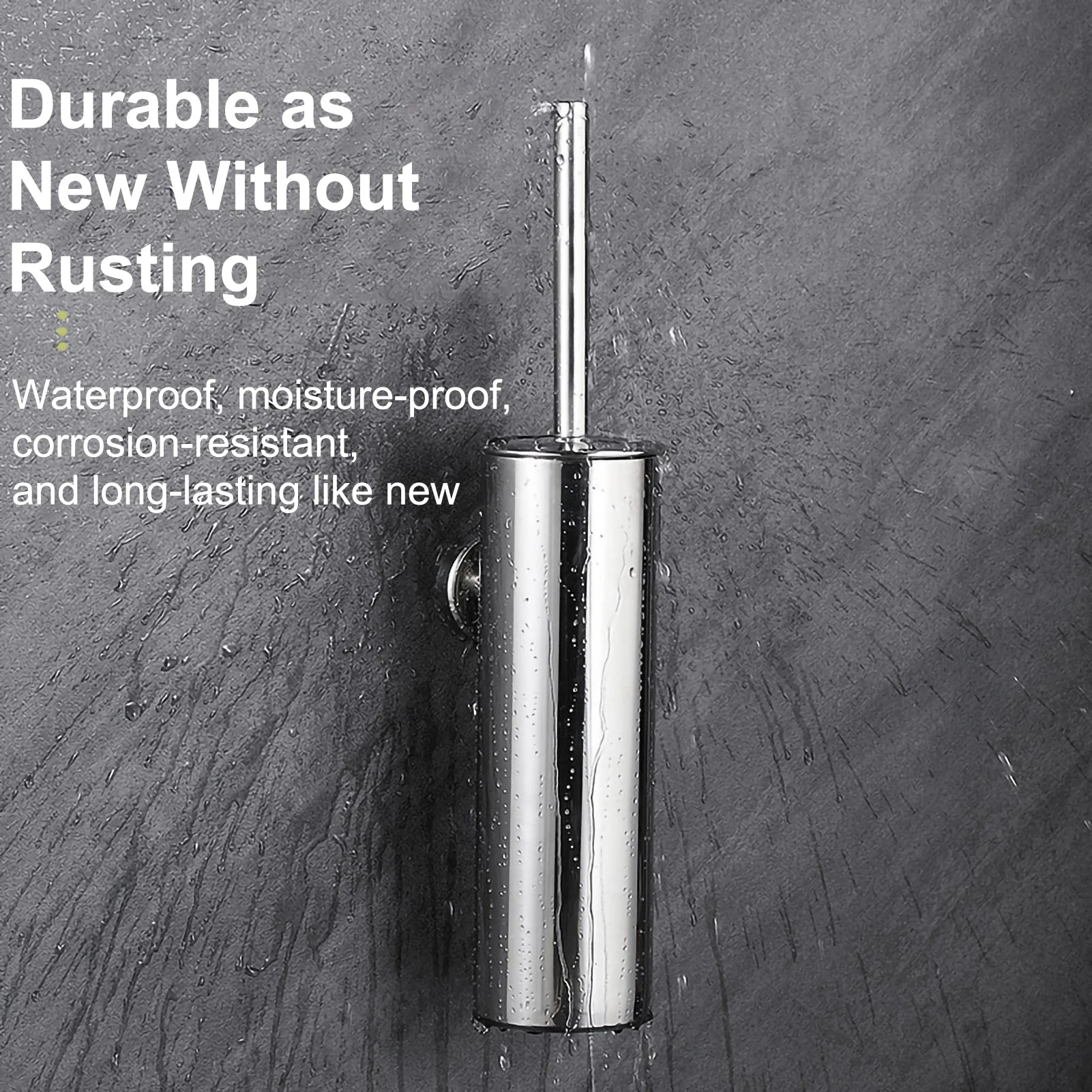 brosse de toilette murale en acier inoxydable durable pour salle de bain - vue 5 sur 7