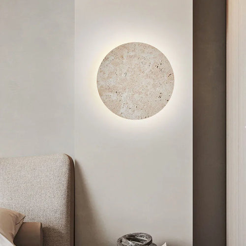 applique murale ronde en pierre naturelle ambiance artistique - vue 2 sur 8