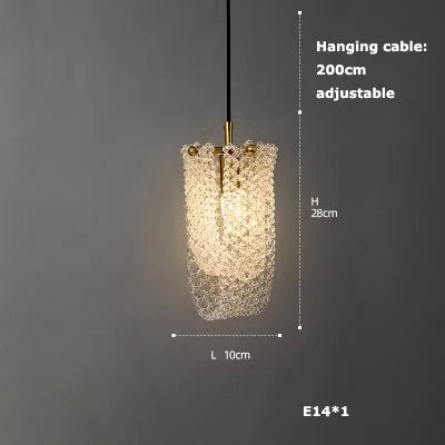 suspension en verre cristal art déco avec éclairage led - vue 18 sur 25