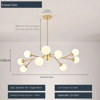 lustre nordique à led avec boule de verre pour luminaires suspendus