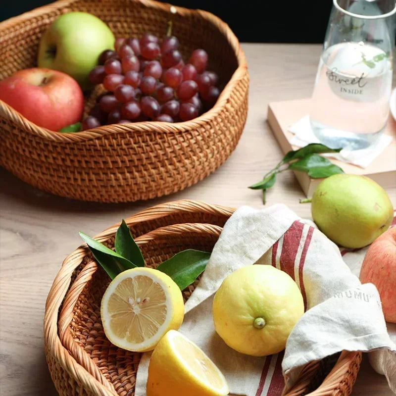 panier de rangement tissé à la main en rotin pour cuisine et pique-nique - vue 4 sur 22