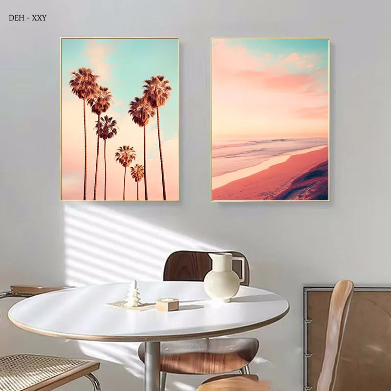 art mural nordique paysage plage cactus décoration intérieure