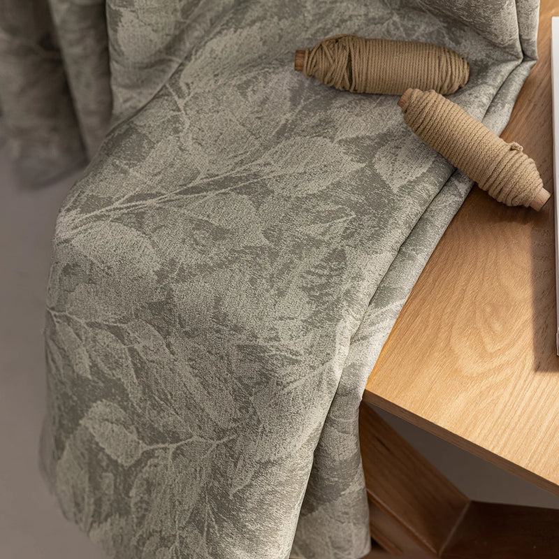 Rideau occultant style français motif feuilles luxueux salon