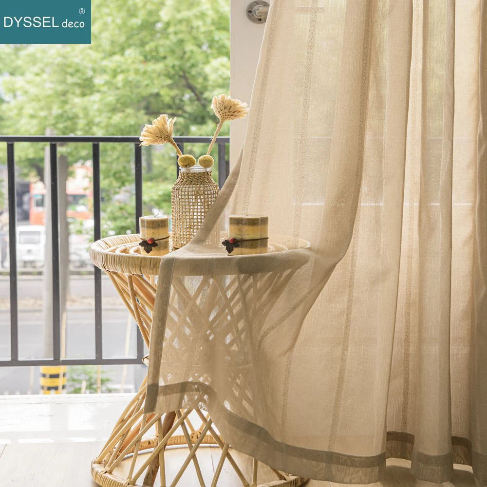 Voilage rayé style européen moderne pour salon chambre - vue 2 sur 8