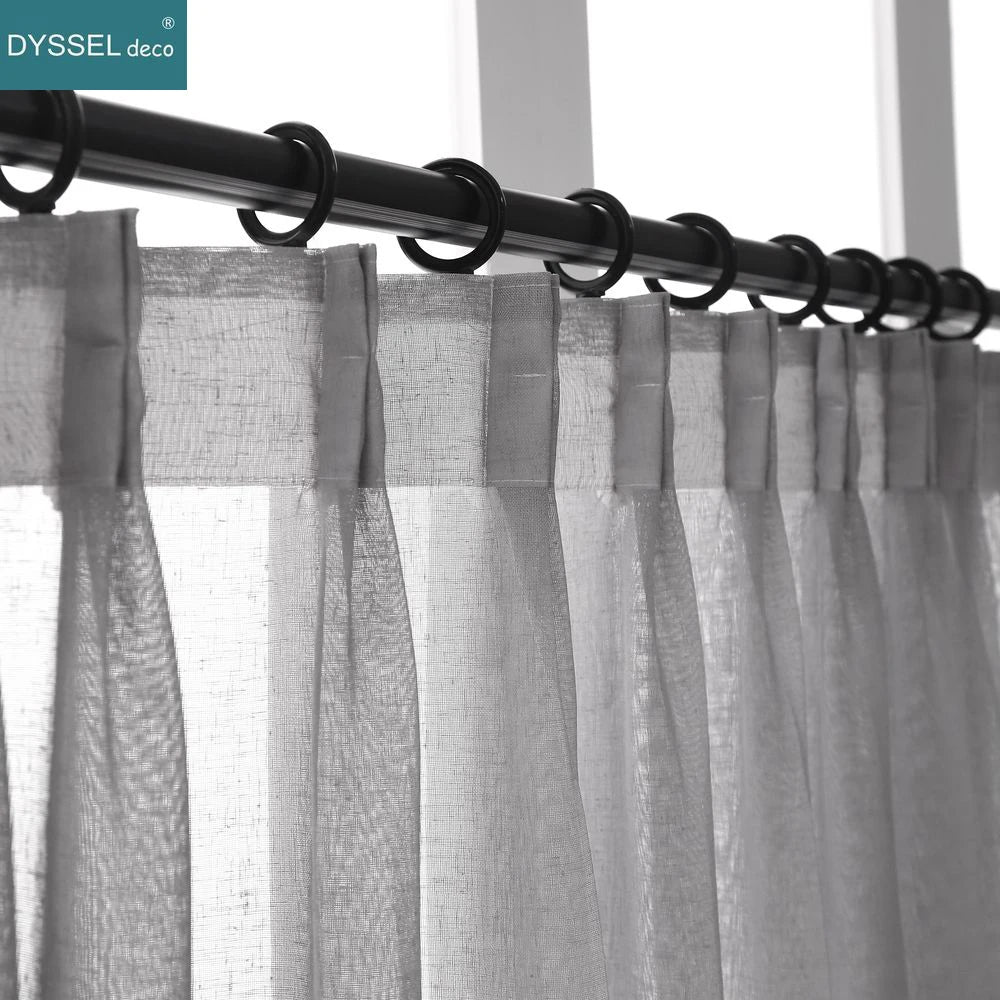 Voilage en lin plissé style européen salon chambre - vue 2 sur 10