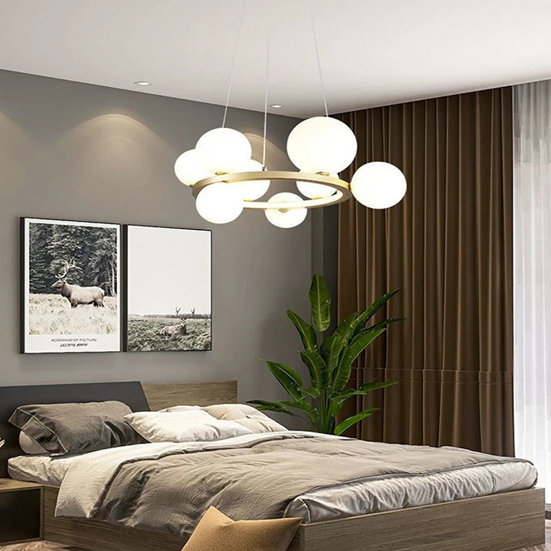 lustre en verre au design moderne avec bulles artistiques - vue 4 sur 18