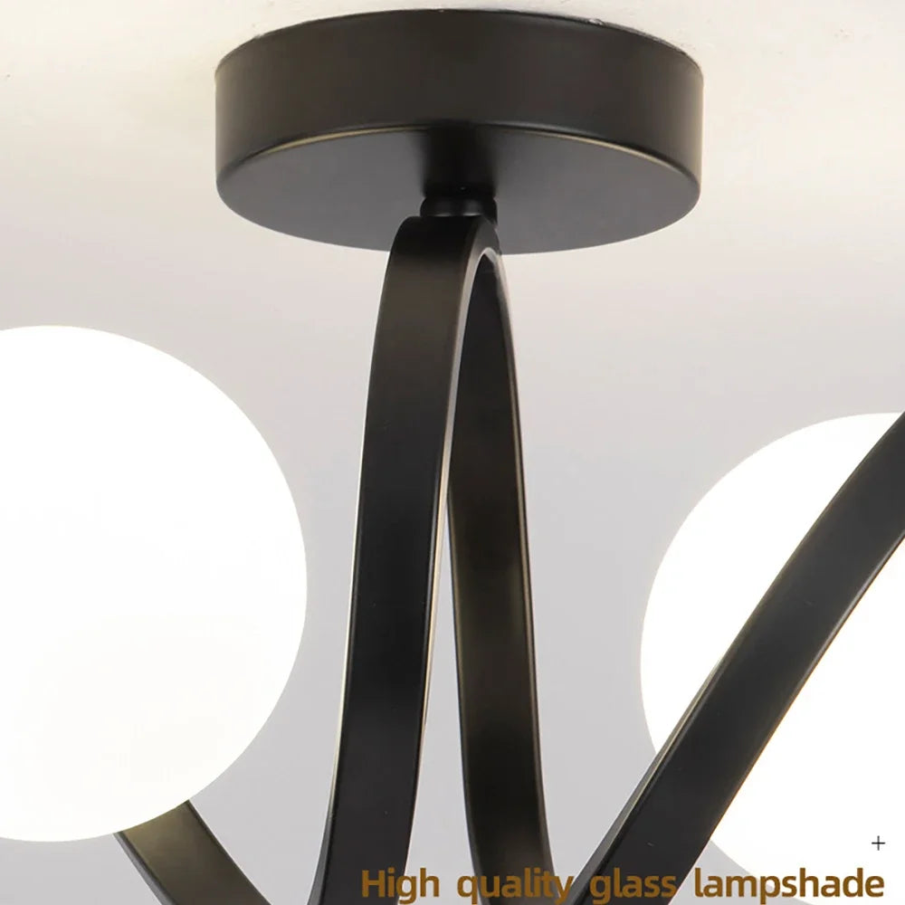 Plafonnier Verre Moderne Nordique Noir Or Haute Qualité Double-Tête - vue 7 sur 8