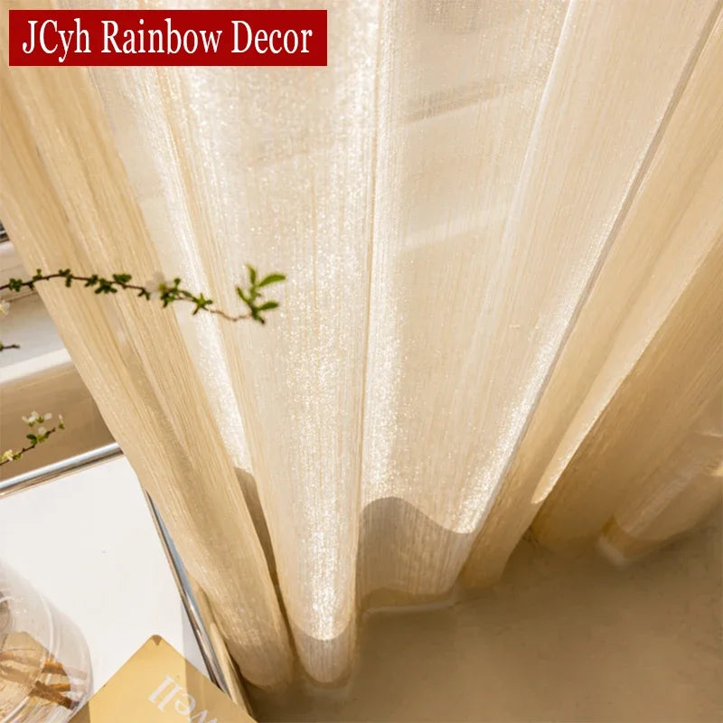 Voilage tulle scintillant moderne pour salon chambre fenêtre - vue 2 sur 8