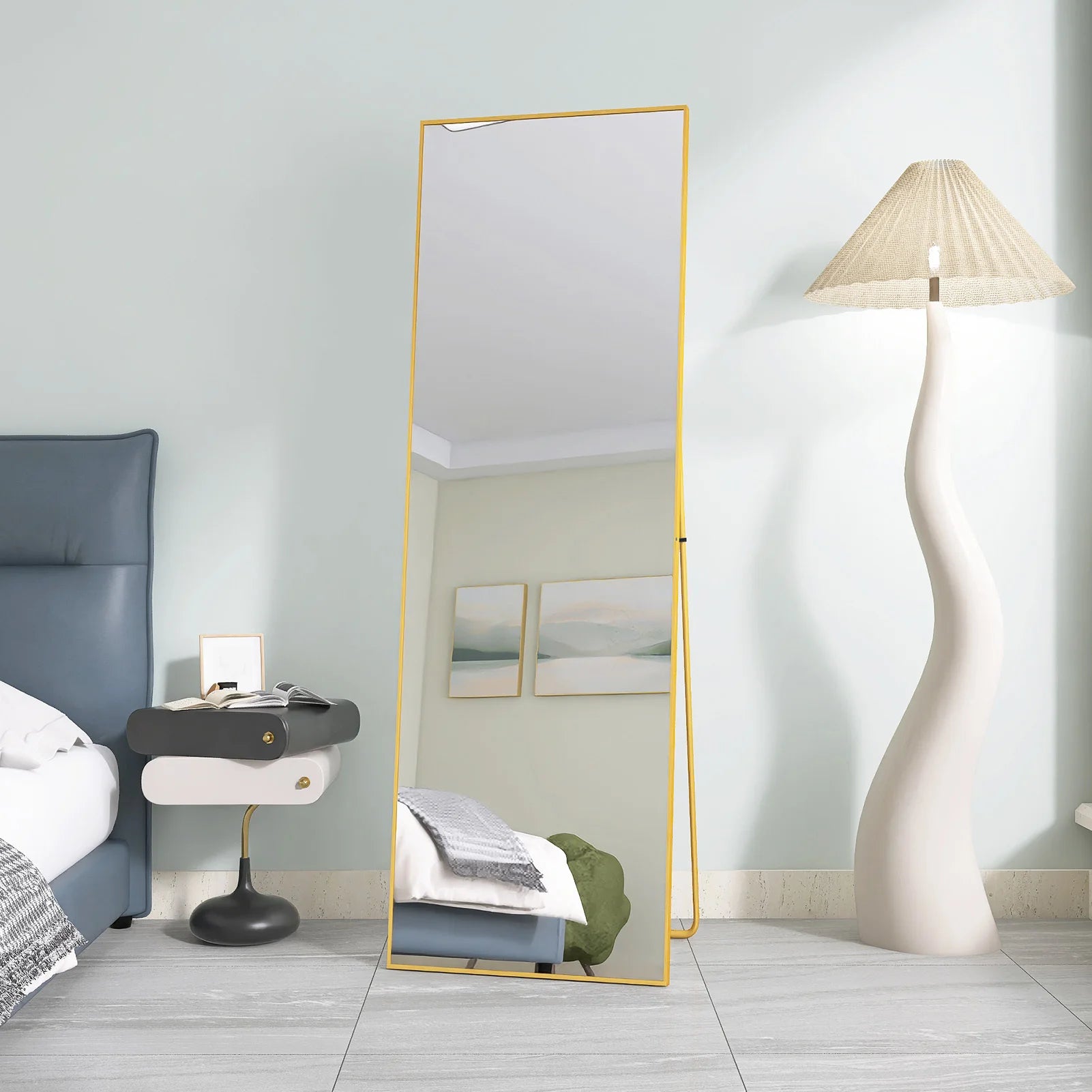 miroir cosmétique en verre trempé avec cadre aluminium doré - vue 5 sur 6