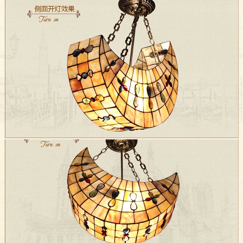 suspension créative en verre teinté forme de lune décorative intérieure - vue 5 sur 6