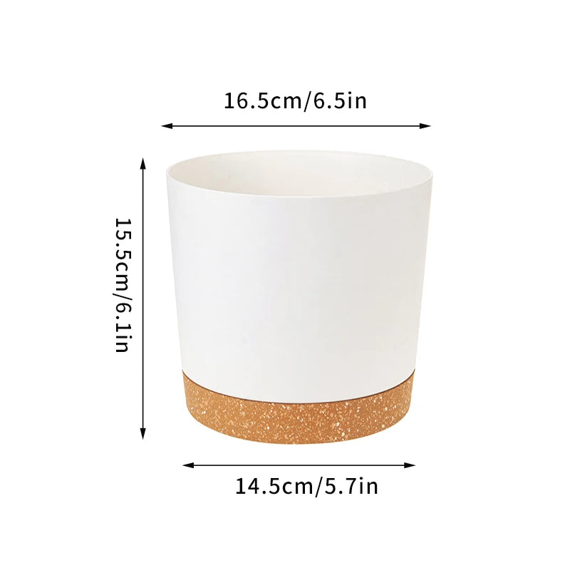 grand pot circulaire en plastique pour plantes d'intérieur avec drainage et plateau - vue 16 sur 15