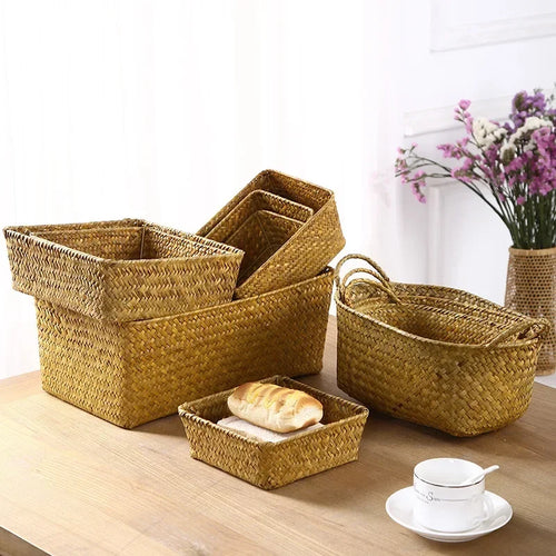 panier en osier tressé pour rangement et décoration - vue 2 sur 8