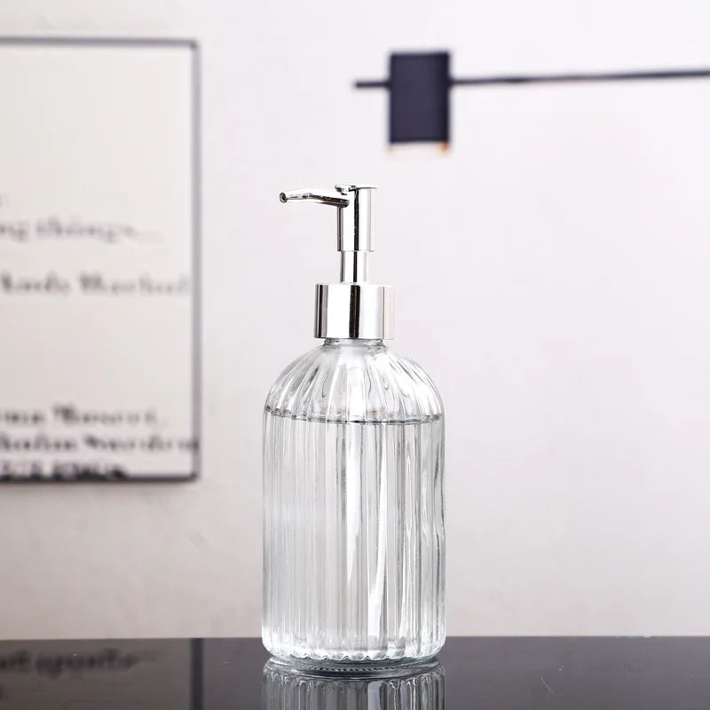 distributeur de savon liquide en verre portable pour salle de bain - vue 10 sur 17