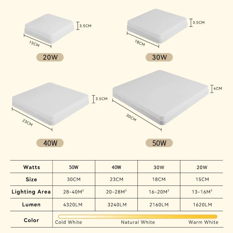 plafonnier led carré pour décoration et éclairage intérieur - vue 6 sur 11
