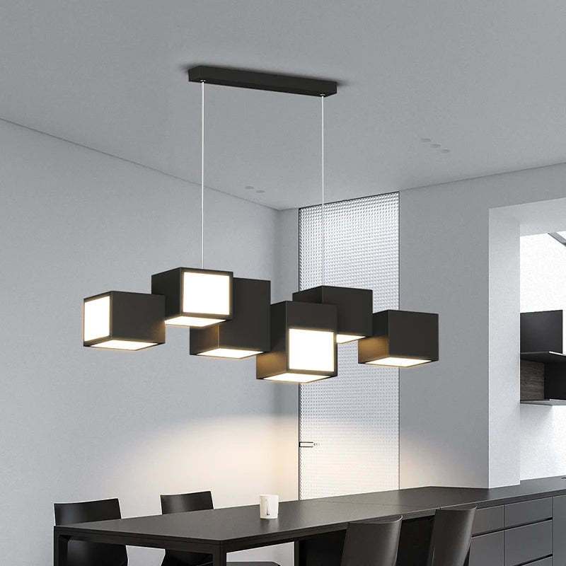 lustre minimaliste post-moderne de luxe avec lampes led géométriques - vue 4 sur 8