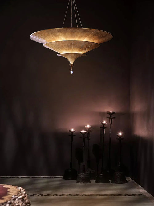 lustre d'ambiance bouddhiste pour décoration wabi sabi asiatique