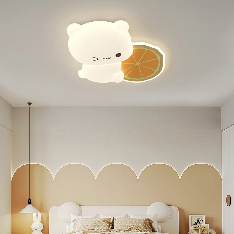plafonnier led ours cartoon motif fruits pour enfants - vue 5 sur 12