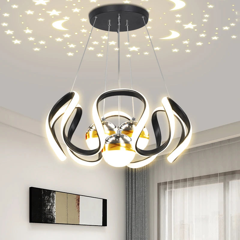 lustre moderne led décoration maison mode plafonnier luminaires - vue 4 sur 15