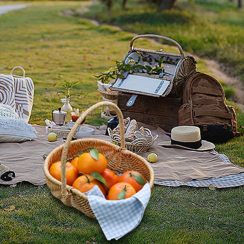 panier de rangement portable pour pique-nique et fleurs rustique