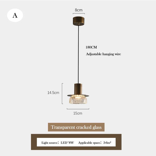 lustre en verre craquelé design rétro pour intérieur moderne - vue 10 sur 11