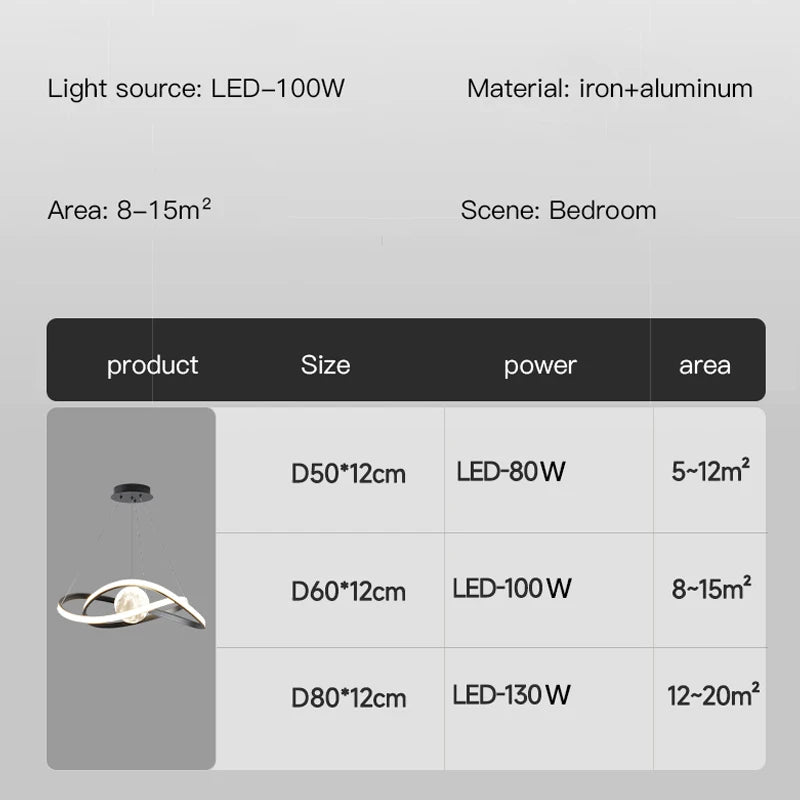 suspension led moderne style art noir pour intérieur - vue 7 sur 12