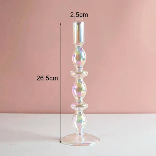 bougeoir en verre décoratif à rayures coniques pour événements festifs