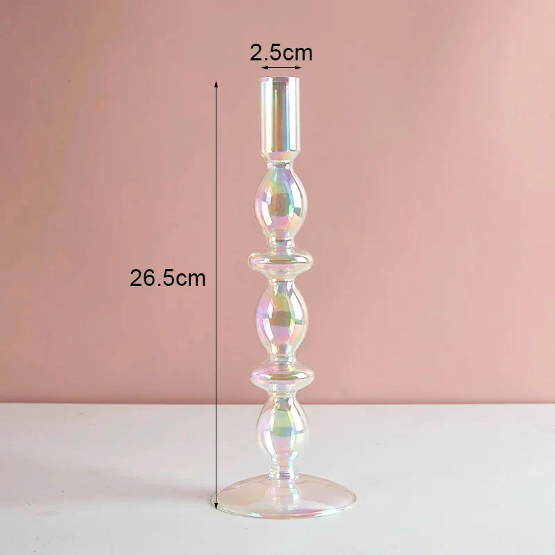 bougeoir en verre décoratif à rayures coniques pour événements festifs - vue 11 sur 30
