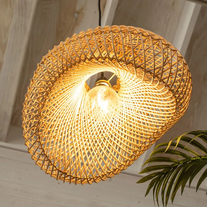 Lustre en rotin de style Wabi sabi fait à la main - vue 5 sur 7