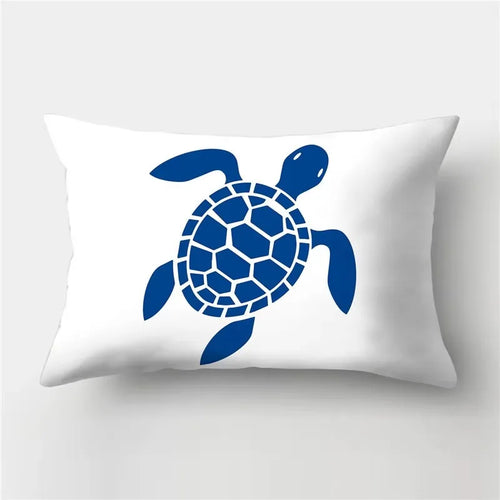 housse de coussin rectangulaire motif animaux marins bleus 30 x 50 cm