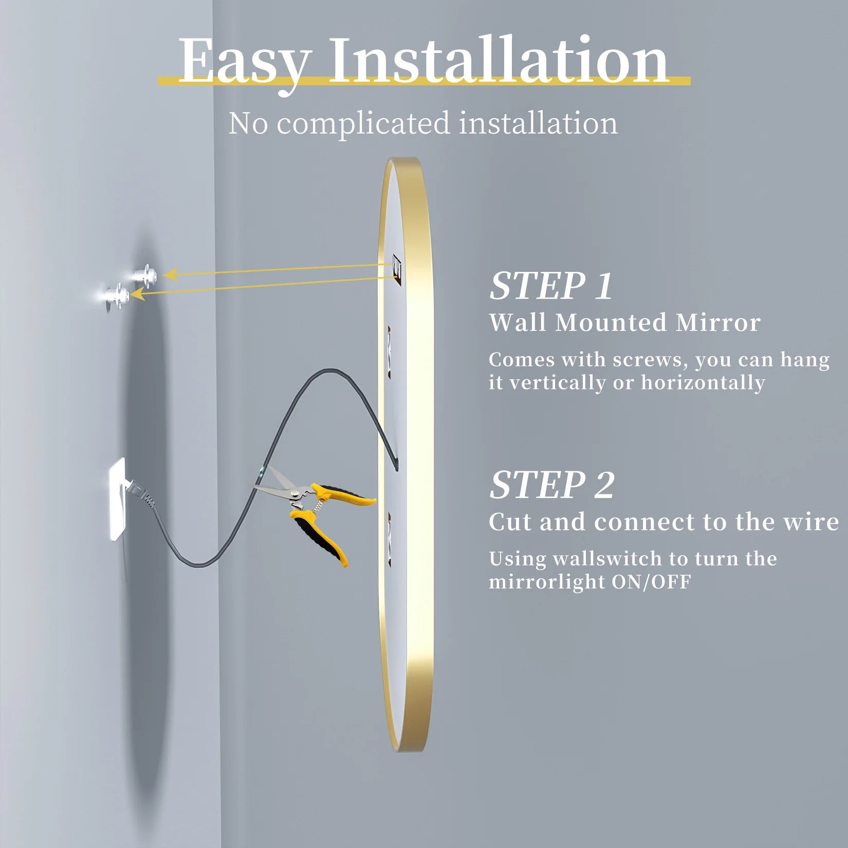 grand miroir oval à led avec éclairage intensité variable et antibuée - vue 5 sur 8