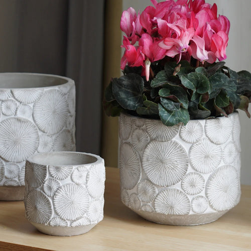 moule silicone pot fleurs béton motif vintage grand format - vue 3 sur 15