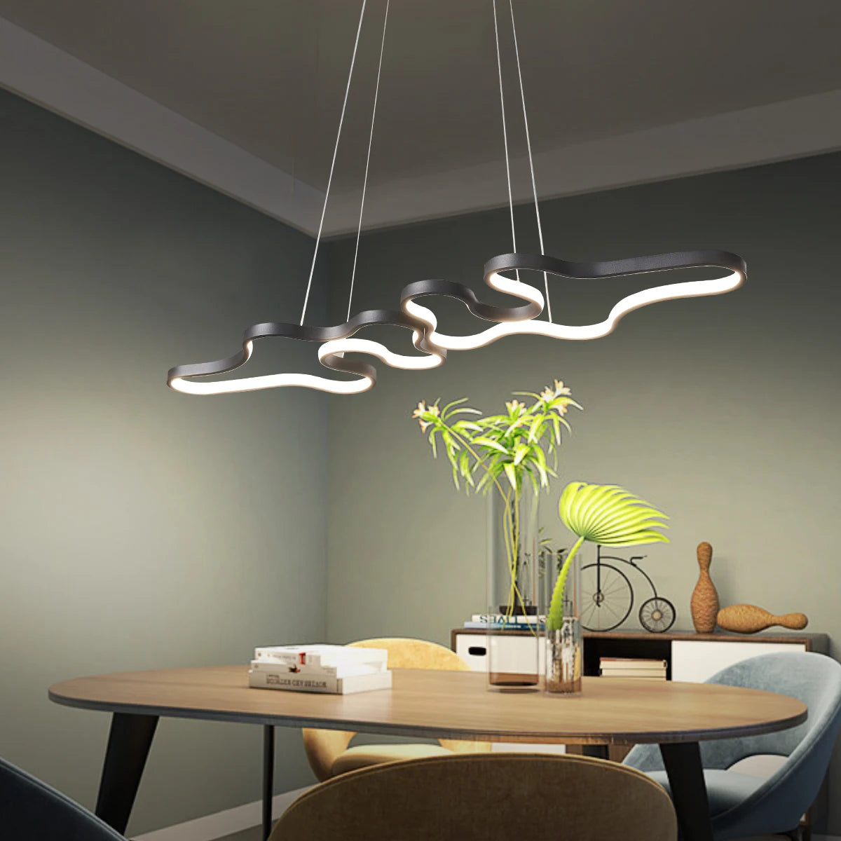 Smart Home Alexa Google Home Modern LED Chandelier, Used For Living Rooms, Restaurants, Bars, Kitchens, Room Chandeliers, - vue 3 sur 12