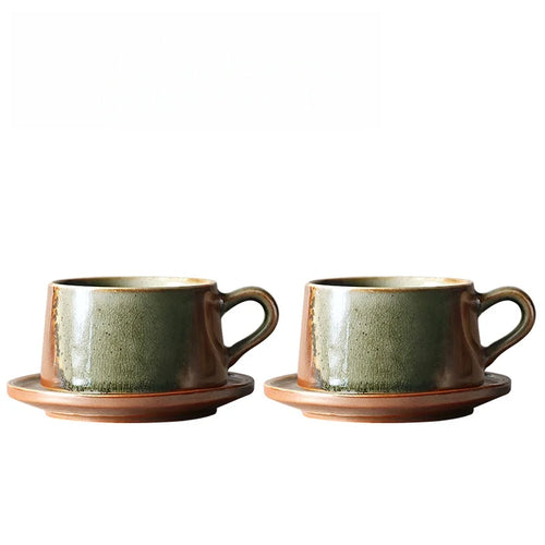 service à café vintage émaillé tasse et soucoupe