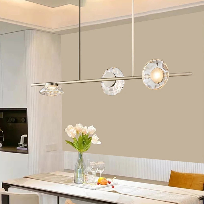 lustres led en verre transparent créatifs en métal 3000k