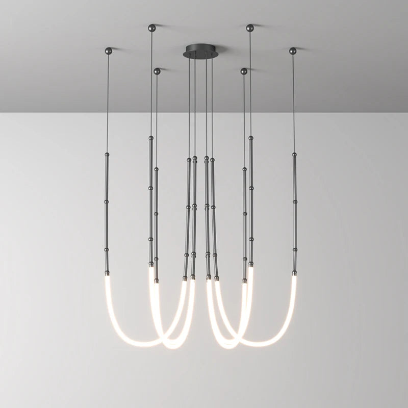 lustre linéaire à led design en acier inoxydable minimaliste - vue 6 sur 16