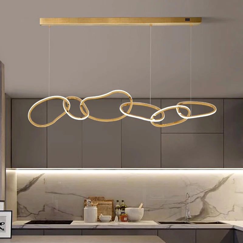 Lustre design moderne LED pour salon éclairage intérieur de salle à manger - vue 5 sur 11