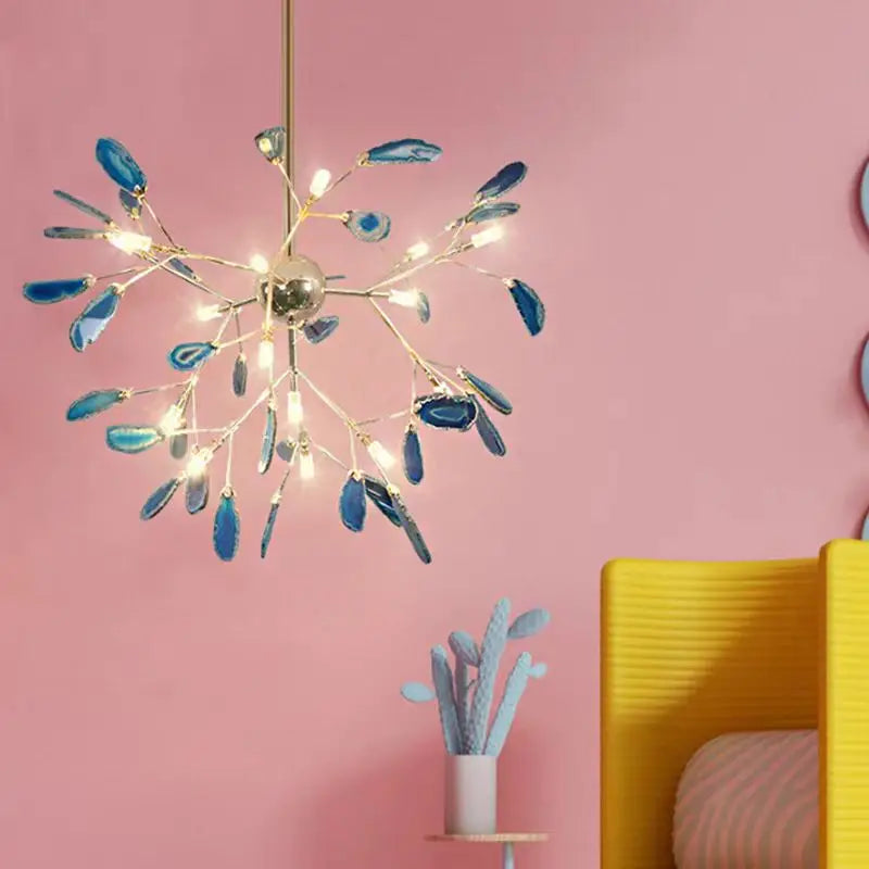 lustre en agate naturelle avec éclairage led et cordon réglable - vue 3 sur 14