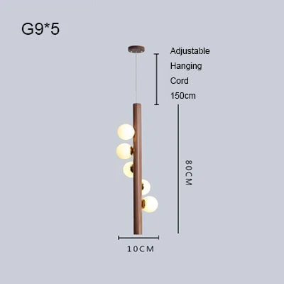 lustre en bois de noyer et verre design moderne pour intérieur élégant - vue 9 sur 13