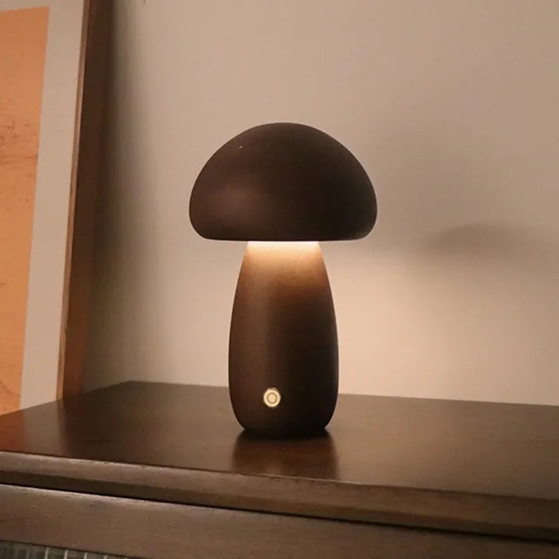 Lampe led champignon veilleuse en bois avec interrupteur tactile - vue 7 sur 11