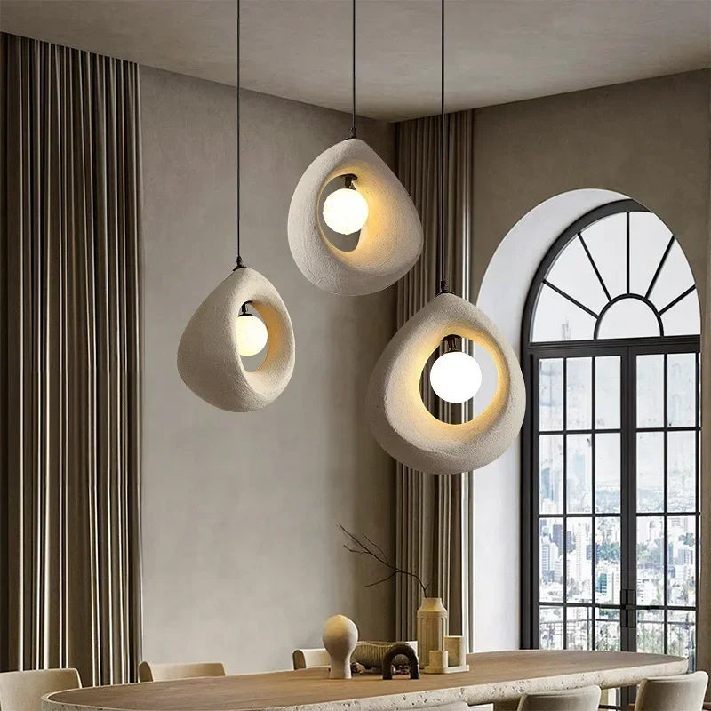 Nordique salle à manger suspension Led lumières Wabi Sabi Led suspension lampe chambre minimalisme suspension lampe décor à la maison éclairage intérieur lampe - vue 5 sur 30