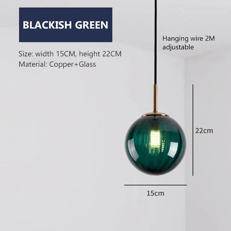 lustre moderne en verre design suspendu lumineux nordique - vue 13 sur 14