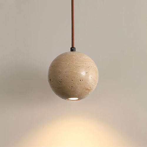suspension rétro en pierre naturelle avec abat-jour en verre blanc - vue 6 sur 8