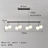 lustre suspension led en forme de haricot avec suspension cerise