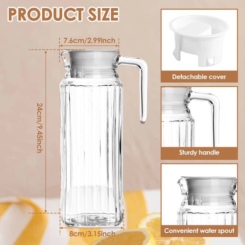 Carafe en verre avec couvercle pour boissons fraîches