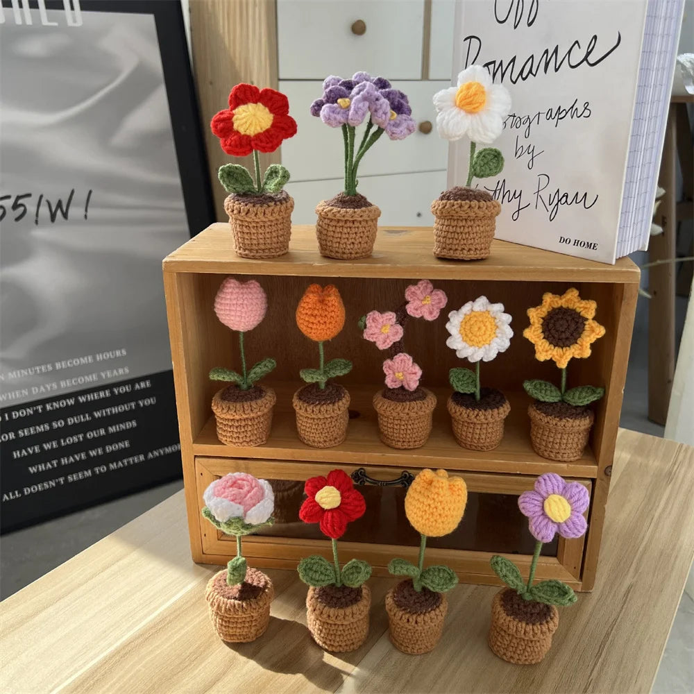 plante en pot tricotée à la main pour cadeau décoratif de saint valentin - vue 3 sur 19