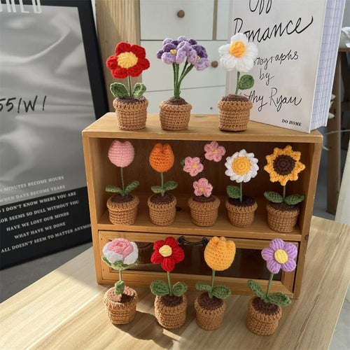 plante en pot tricotée à la main pour cadeau décoratif de saint valentin - vue 4 sur 19