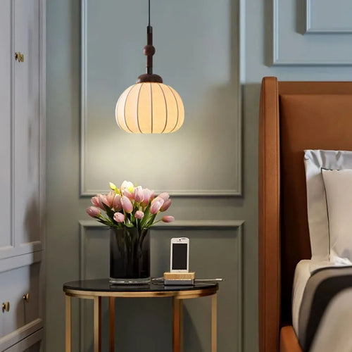lustre de style chinois en soie et bois pour maison et magasin - vue 5 sur 7