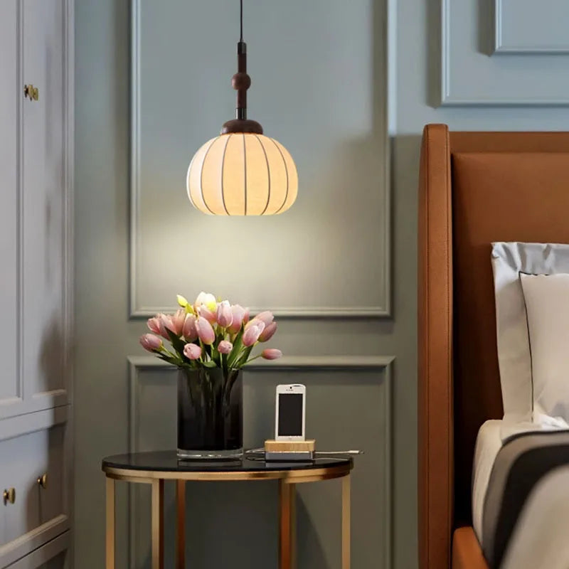 lustre de style chinois en soie et bois pour maison et magasin - vue 4 sur 7