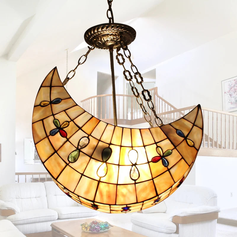 suspension créative en verre teinté forme de lune décorative intérieure - vue 4 sur 6