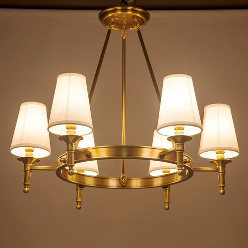 Lustre rond en cuivre complet pour chambre à coucher - vue 2 sur 12
